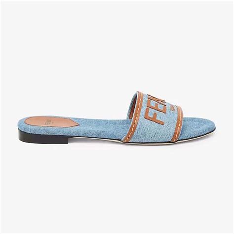 fendi logo mules|fendi denim slides.